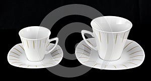 Two cups for coffee and tea.