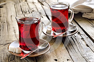 Two cups of red tea