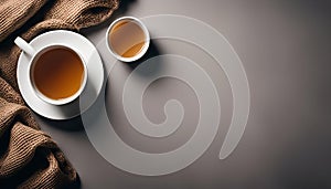 Two Cups of Tea on a Grey Background