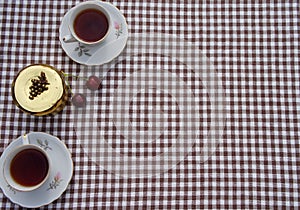 Two cups of tea top view.