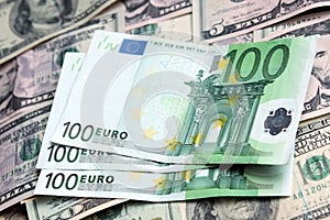 Two currencies - US Dollar and Euro photo