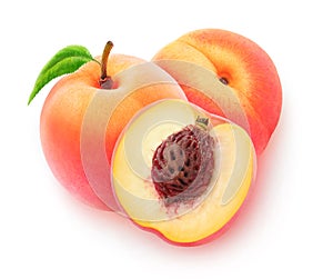 Two cut peach fruits