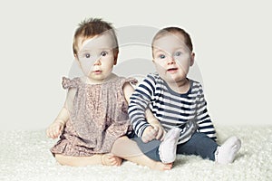 Two Cute Baby. Lovely Friends