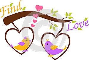 Two cute birds, To find love