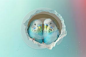Two cute budgerigars