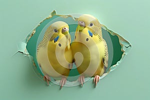 Two cute budgerigars