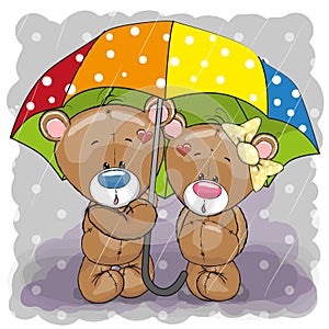 Dve roztomilý návrh maľby medvede dáždnik 