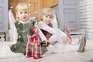 Two cute children at christmas