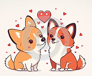 Two cute dogs in love. Valentine`s card