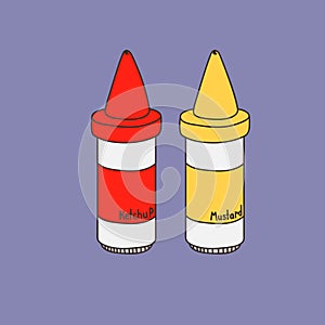 Two cute hand-drawn fastfood sauces