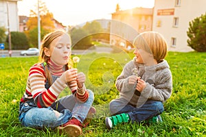 Two cute kids outdoors