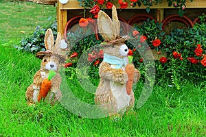 Two cute little easter bunnies photo