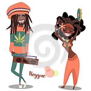 Two cute reggae cartoon characters photo
