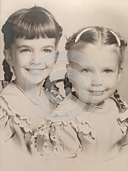 Two Cute Sisters Tinted Portrait