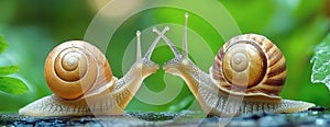 two cute snails, AI gen,erated