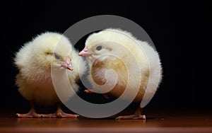 Two cute yellow chicks