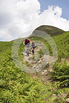 Two Cyclists On Countryside Track