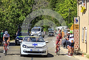 Two Cyclists and The Doctor Car on Mont Ventoux - Tour de France 2016