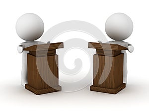 Two 3D Characters at Speaker Lecterns photo