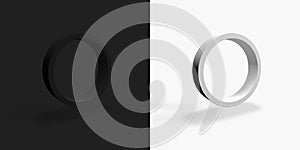 Black and white colored 3D circle or ring photo
