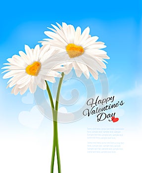 Two daisies with heart shaped middles.