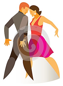 Two dancers dancing in a passionate Salsa