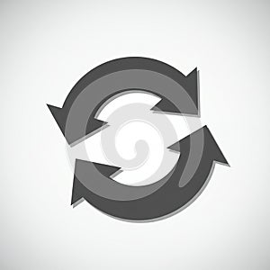 Two dark gray arrows form a circular, clockwise loop on a white background. Each