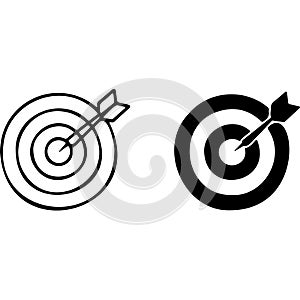 Two dartboard icons one outline one solid transparent
