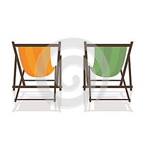 Two deck chairs on white background