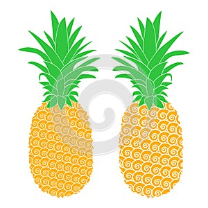 Two Decorative Illustrative Pineapples