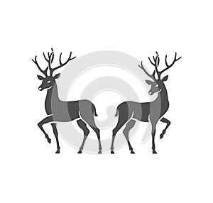 Two deer silhouette vector illustration