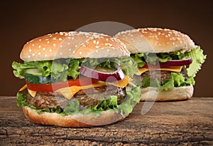 Two delicious hamburgers photo