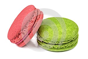 two delicious macaroons on white