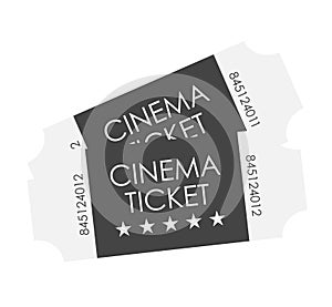 Two designed cinema tickets top view isolated on white background. Flat design vector illustration
