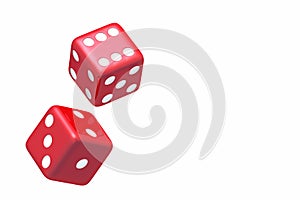 Two dice floating in the air