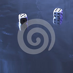 Two dice on silver background