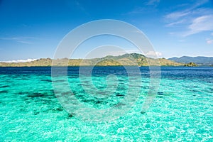 Two Different Color of Clear Turquoise and Blue Sea at Taka Makassar Island