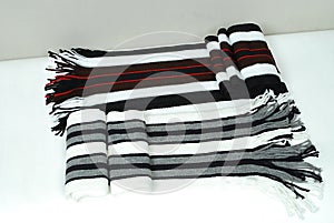 two different colors modern striped woolen winter scarfs isolated,