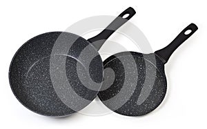 Two different frying pans with non-stick granite coating