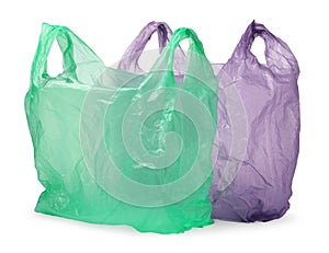 Two different plastic bags isolated on white