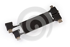 Two different short USB cables in carton packaging