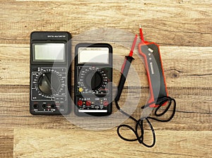 Two digital multimeters