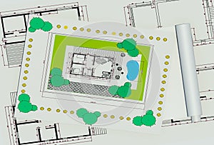 Two dimentional colored house plan