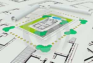 Two dimentional colored house plan