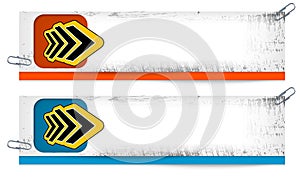 Two dirty banners with abstract arrow