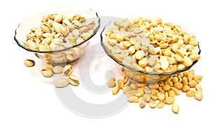 Two dish with nuts closeup photo