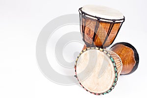 Two djembe isolated on white