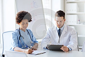 Two doctors meeting at hospital office