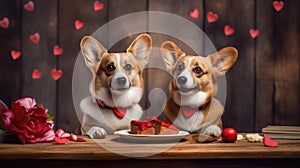 Two dogs celebrate Valentine's Day, show love for each