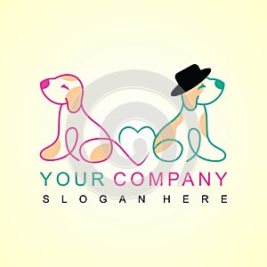 Two dogs in love logo design